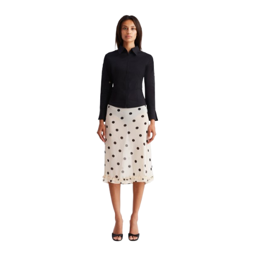 Polka Dot Meadow Midi Skirt for Women - Stylish Floral Print Skirt