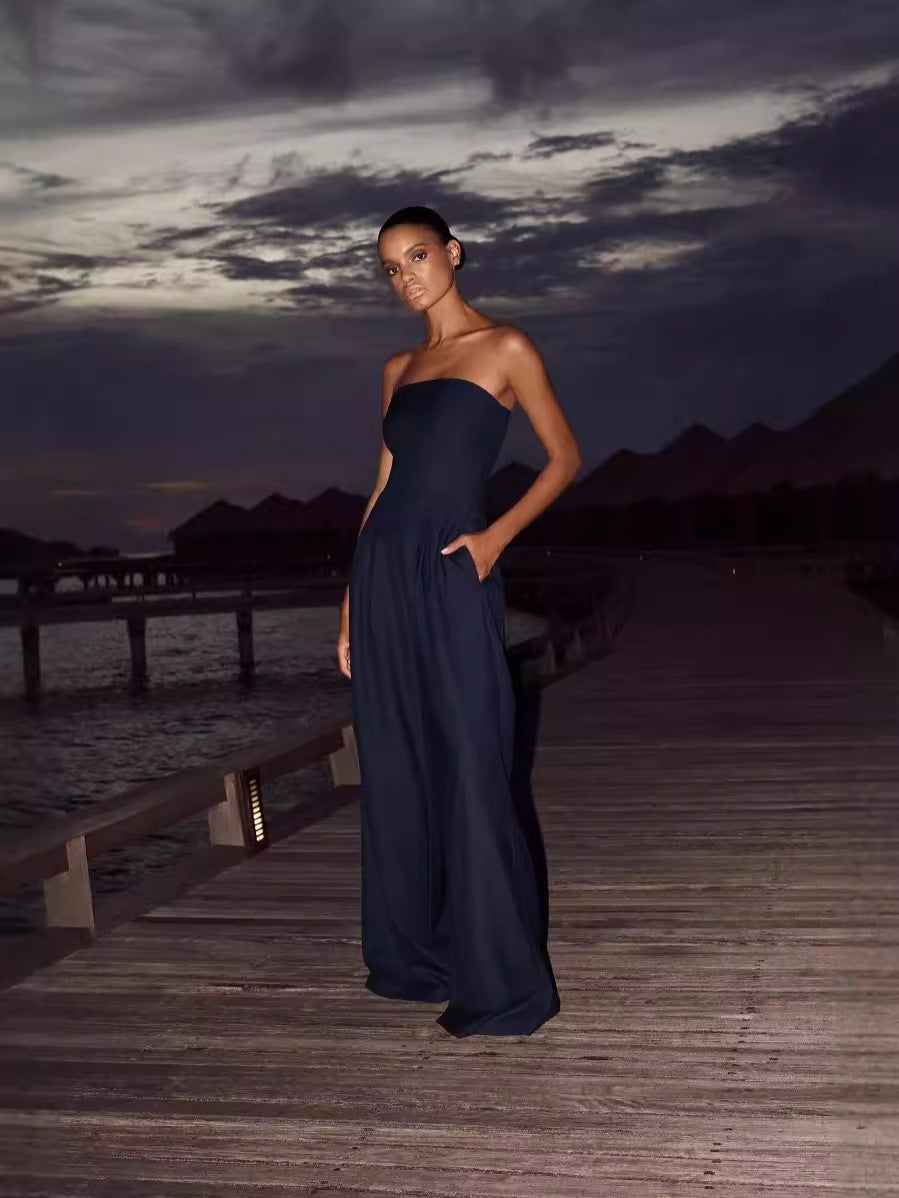 Ivory Leg Bandeau Jumpsuit for Special Occasions