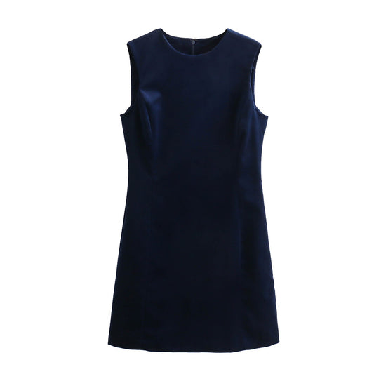 Navy Corduroy Mini Dress for Women