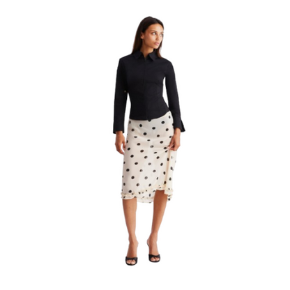 Polka Dot Meadow Midi Skirt for Women - Stylish Floral Print Skirt
