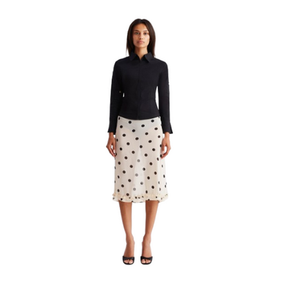 Polka Dot Meadow Midi Skirt for Women - Stylish Floral Print Skirt
